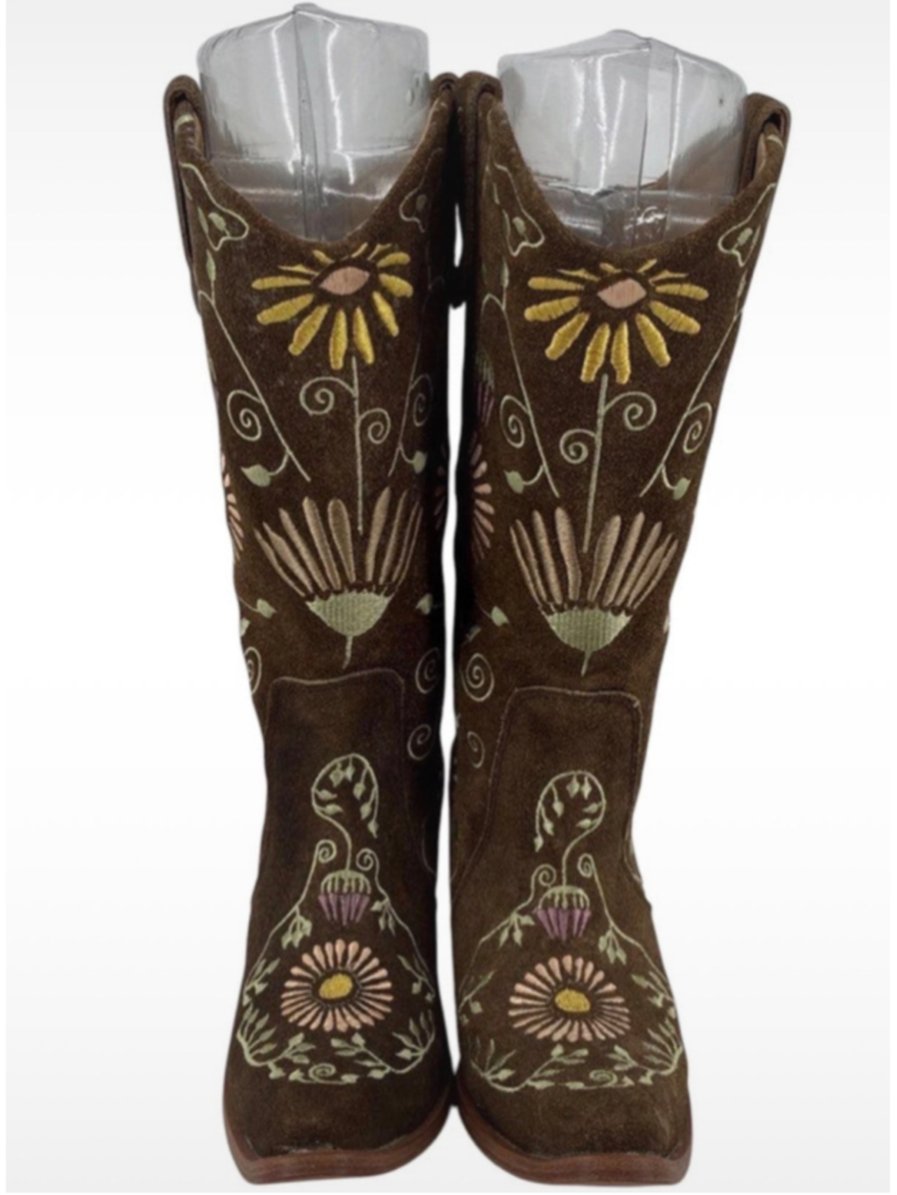 Agave Sky Vaquera Holly Suede Floral Embroidered Cowgirl Western Boots Size 6 - Picture 3 of 12